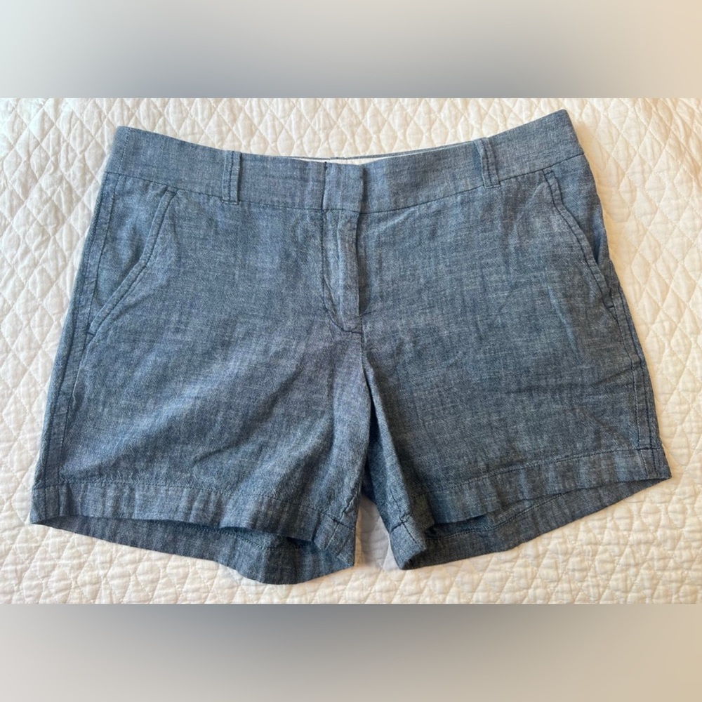 Women’s J. Crew Blue Chino Cotton Casual Shorts Size 4 Short - Picture 1 of 4